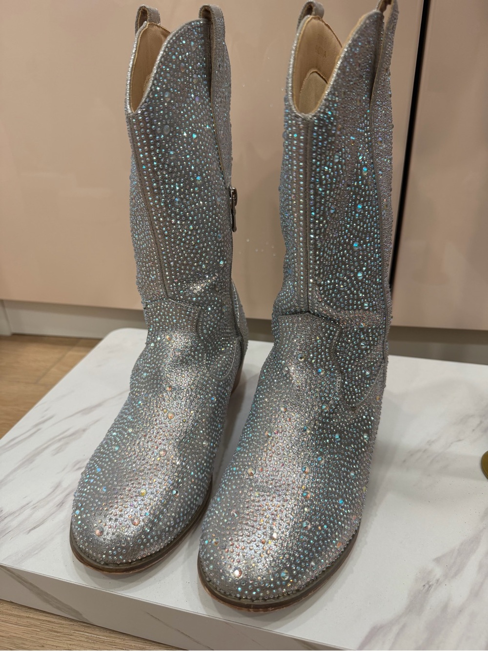 Kids Sparkle Western Boots in Silver